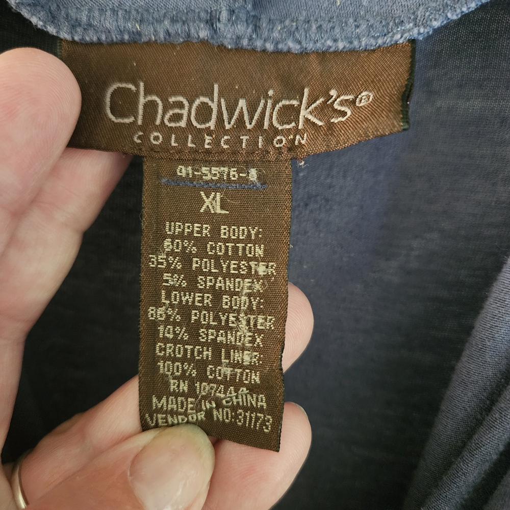 Chadwicks Blue and Cream Wrap Bodysuit - Picture 5 of 16